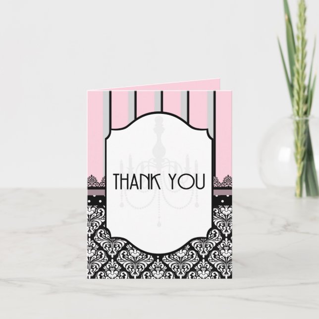 Anúncio Rosa, cinza, preto, damasco, bolinhas, faixa (Frente)