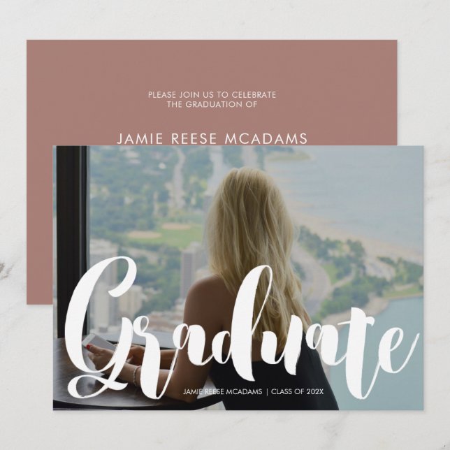 Anúncio Rosa de Festa de formatura de Fotografia M (Frente/Verso)