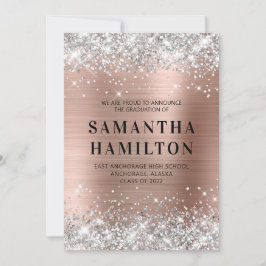 Anúncio Rosa Ouro Glitter Prata Ombre Foil Graduação