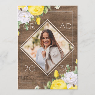 Anúncio Rosas Amarelas Brancas Floral Boho Rústico Graduaç