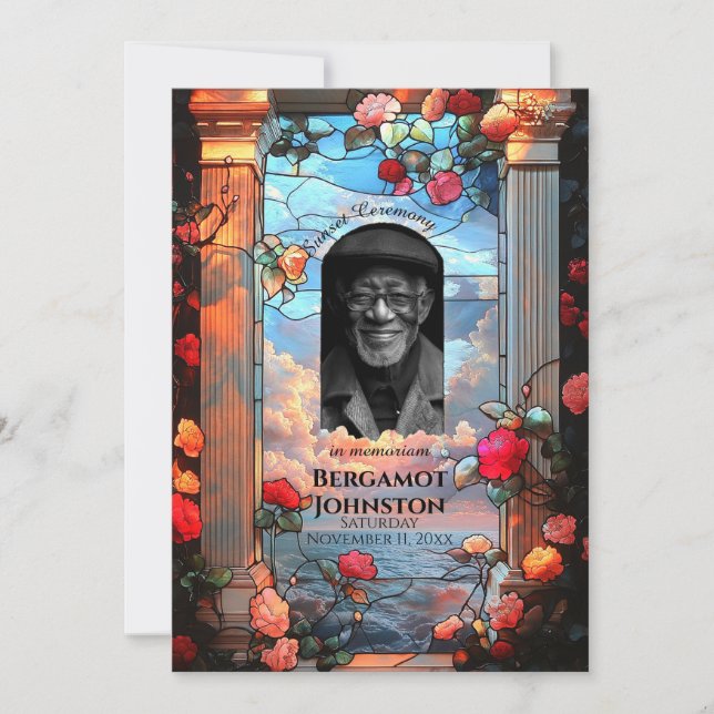 Anúncio Rosas e funerários de vidro manchado (Frente)