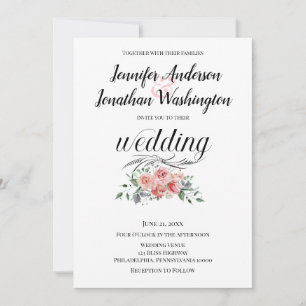 Anúncio Rosas em Aquarela Rosa em Fundo Branco Casamento