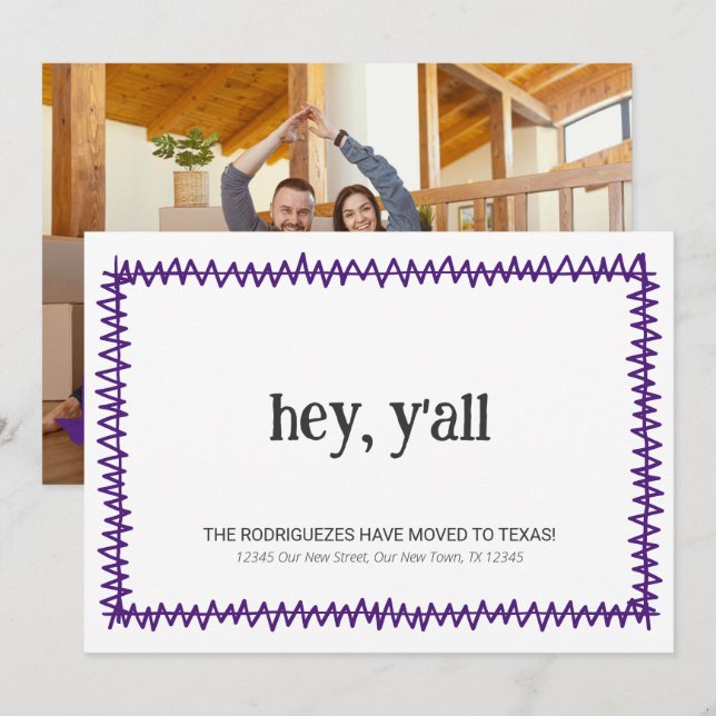 Anúncio Roxo Ei, vocês todos - Mudaram-se para o Texas (Frente/Verso)