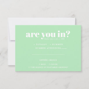 Anúncio RSVP de Casamento de Dividas Quirky Tipografia do
