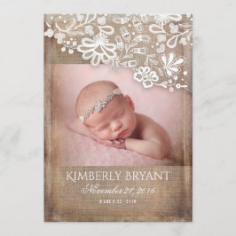 Anúncio Rustic Burlap Lace String Luz Foto Nascimento Bebê