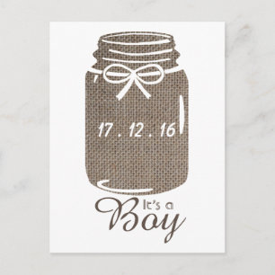 Anúncio Rustic Burlap Mason Jar Baby Boy