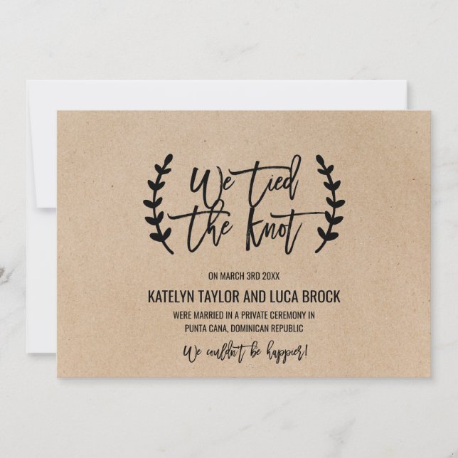 Anúncio Rustic Chic Faux Kraft Elopement (Frente)