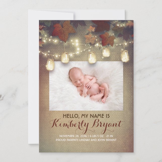 Anúncio Rustic Fall Mason Jar Luz Bebê Foto Nascimento (Frente)