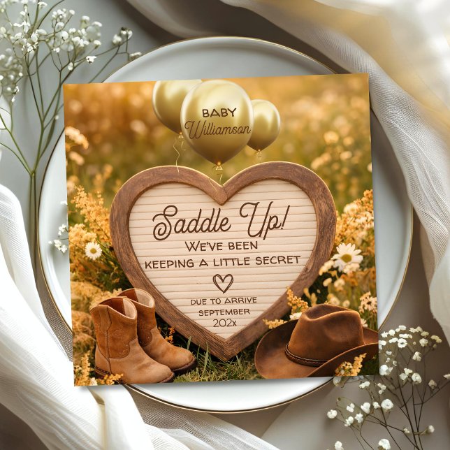 Anúncio Rustic Western Heart Sign Baby Reveal Pregnancy (Criador carregado)