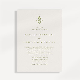 Anúncio Sage Green Botanical Monogram Wedding Invitation