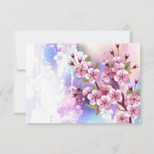 Anúncio Sakura rosa no fundo da pintura