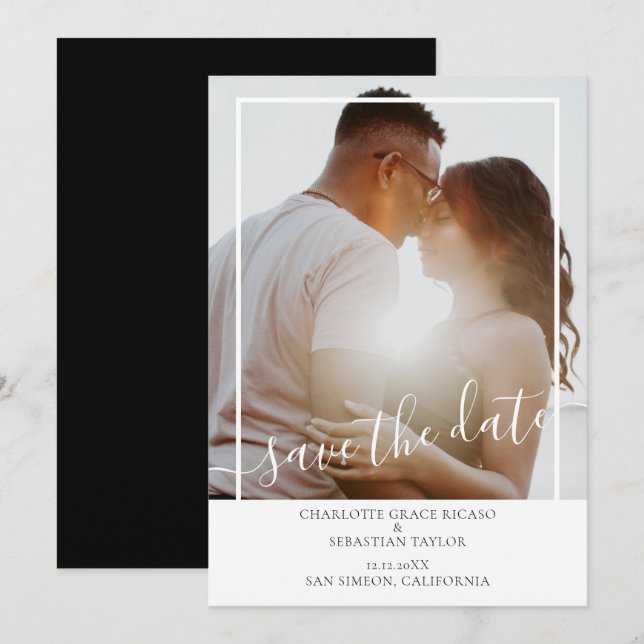 Anúncio Salvar A Data Foto Personalizada Moderna (Frente/Verso)