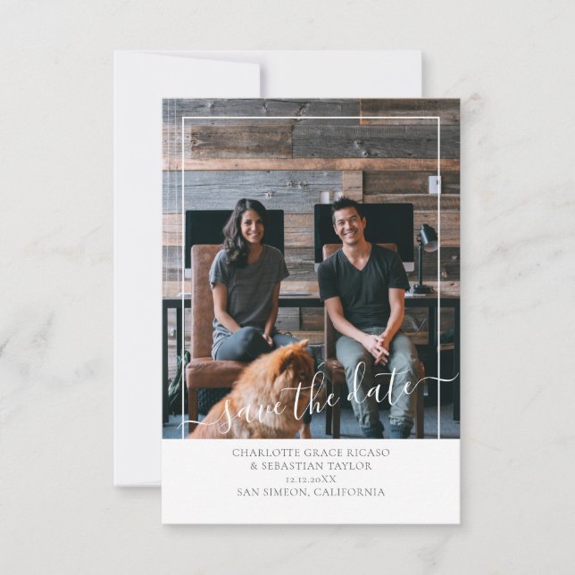 Anúncio Salvar a Data Moderna da Cinza Personalizada Branc (Frente)