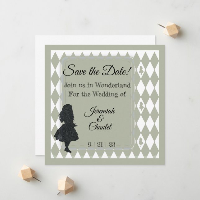 Anúncio Salvar Data Vintage Kraft Russo Alice Wonderland (Frente/Verso In Situ)