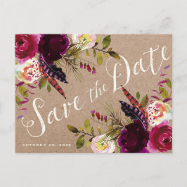 Anúncio SALVAR O CARTÃO POSTAL DE DATA | Floral Rustic Boh