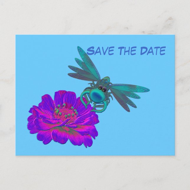 Anúncio Salvar O Dragonfly De Data No Cartão Postal Flor (Frente)