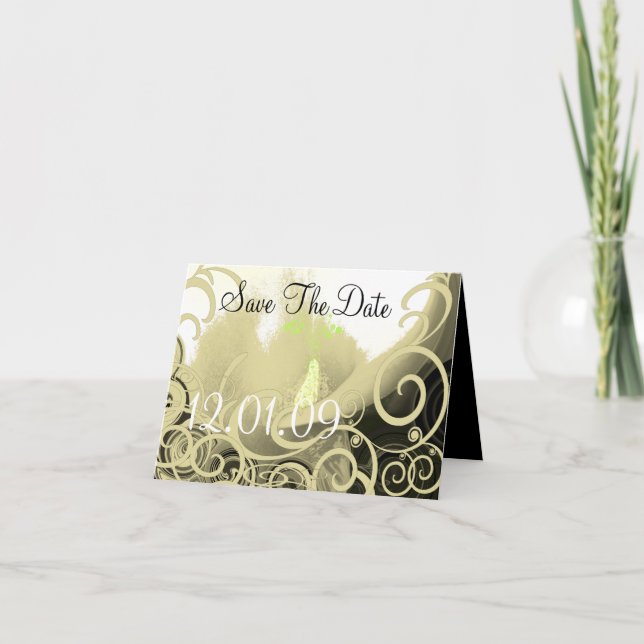 Anúncio Salvar o lírio de Cala da data - Tan e verde (Frente)