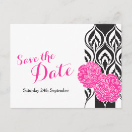 Anúncio Salve o cartão postal de casamento com dianthus ro
