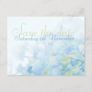 Anúncio Salve o cartão postal de casamento de hortênsias