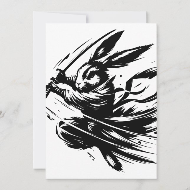 Anúncio Samurai Bunny Black Ink Warrior Rabbit (Frente)