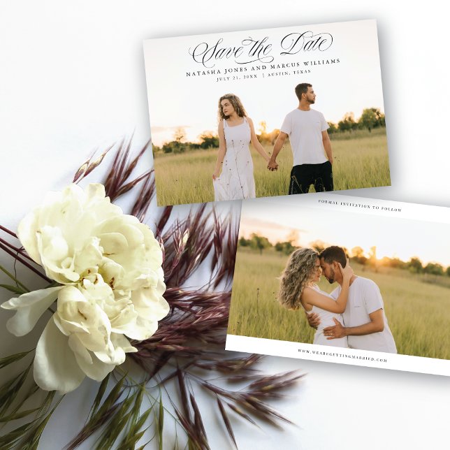 Anúncio Save The Date Classic Script Full Bleed Wedding (Criador carregado)