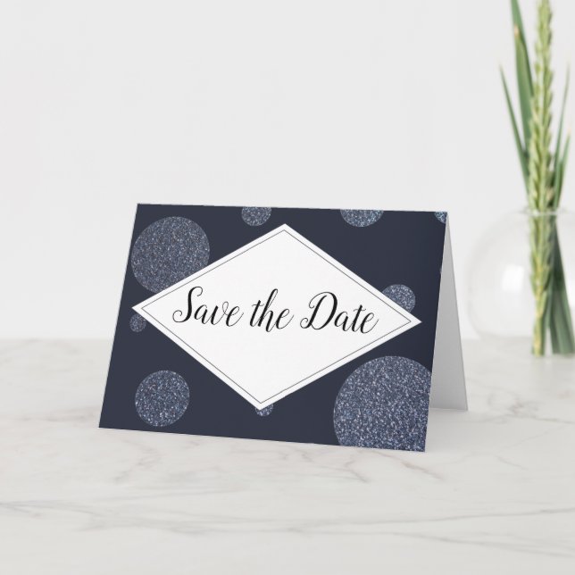 Anúncio Save the Date Einladungskarten blau glitzer (Frente)