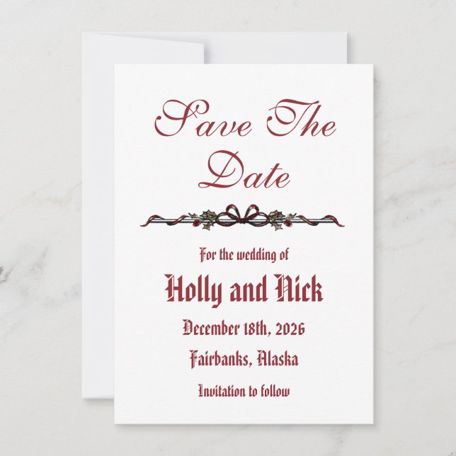 Anúncio Save The Date Flat Announcement Card (Frente)