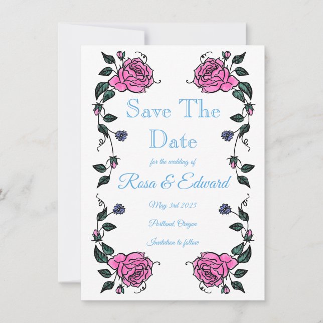 Anúncio Save The Date Flat Announcement Card (Frente)