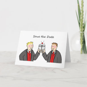 Anúncio Save the Date  Two Grooms Cartoon