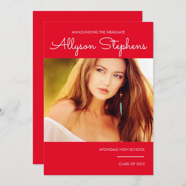 Anúncio Script Clássico Simples Um Vermelho Fotográfico |  (Frente/Verso)