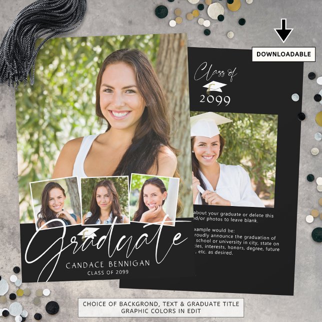 Anúncio Script de Formando Moderno 5 Fotos Preto Branco (Criador carregado)