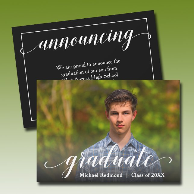 Anúncio Script de Graduação de Fotos Moderna (Modern photo graduation announcements - PRINTED and/or INSTANT DOWNLOAD)