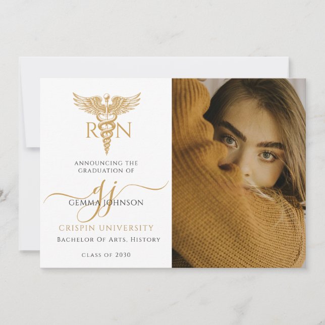 Anúncio Script Dourado de Graduação de Enfermeira de Fotos (Frente)