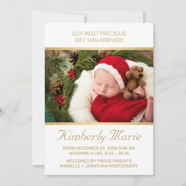 Anúncio Script Dourado Elegante de Nascimento Feriado com  (Frente)