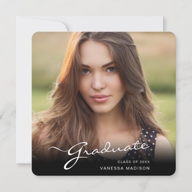 Anúncio Script Elegante do Formando Moderno | Foto Trendy (Frente)