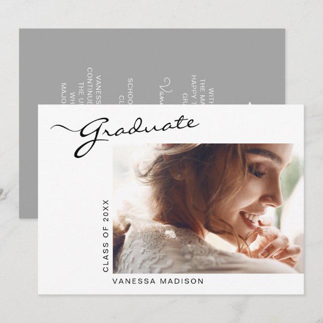 Anúncio Script Elegante Moderno Simples | Graduação de fot (Frente/Verso)