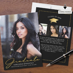 Anúncio Script manuscrito do Formando 4 moderno preto