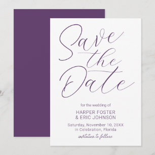 Anúncio Script Minimalista Moderno Roxo Salvar a Data