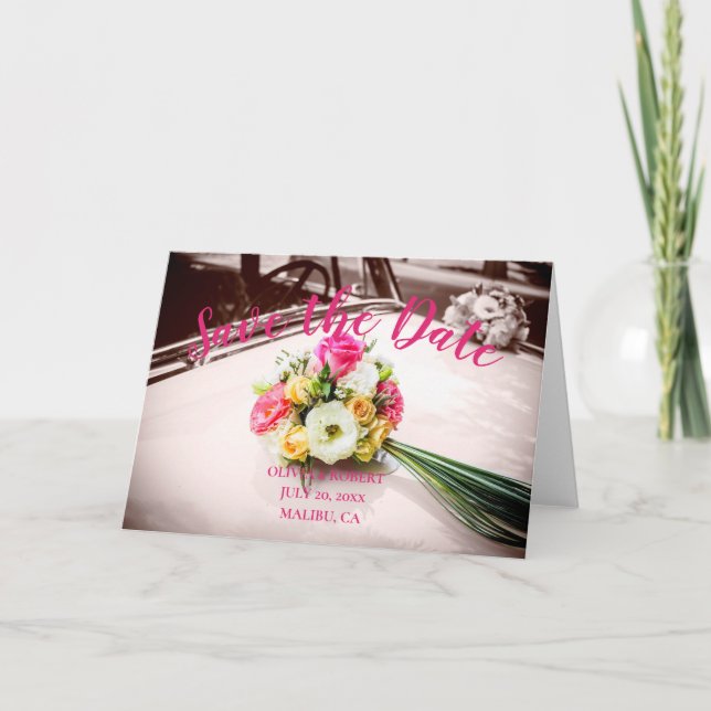 Anúncio Script simples - carro vintage Salvar a Data (Frente)