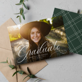 Anúncio Script simples graduado elegante verde graduação