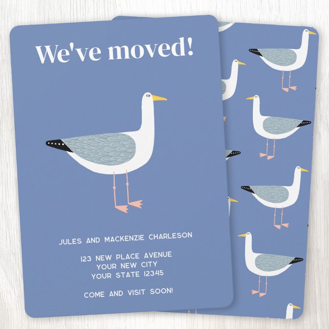 Anúncio Seagull movendo nova casa (Seagull coastal personalized we've moved moving new home announcement)