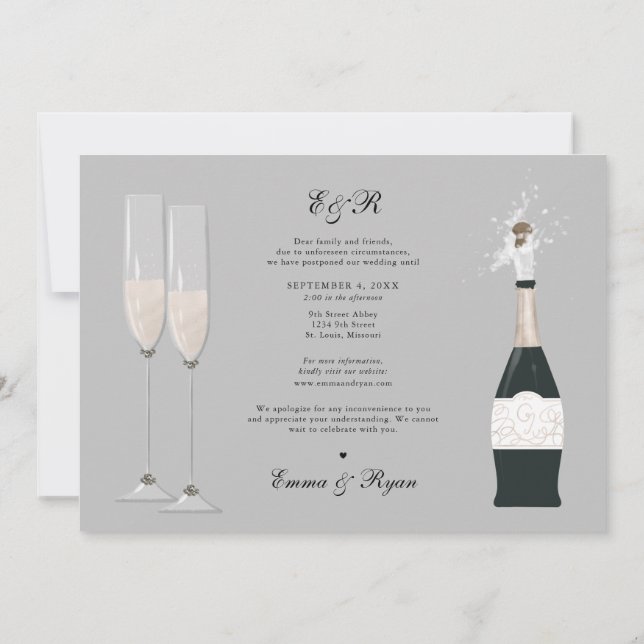 Anúncio Segurar O Champanhe Adiar Data Do Casamento Mudanç (Verso)