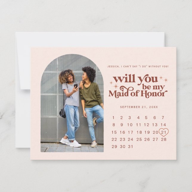 Anúncio Seja Minha Dama de Honra | Foto & Calendário  (Frente)