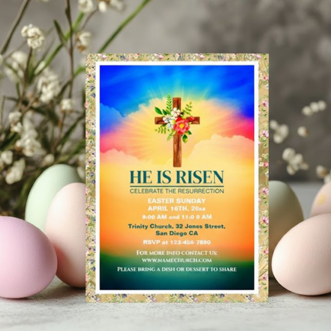 Anúncio SERVIÇOS IGREJA PÁSCOA ELE Ressuscitou Personaliza (Criador carregado)