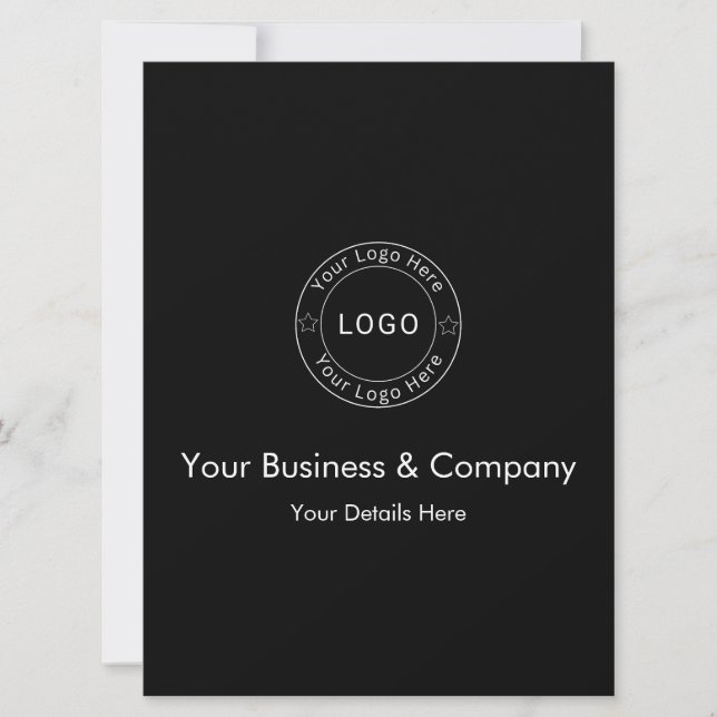 Anúncio Seu logotipo empresarial em preto personalizado (Frente)