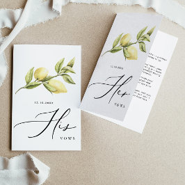 Anúncio Seu Vows Yellow Lemon Weding Vows Card