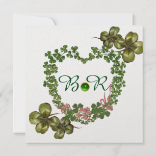 ANÚNCIO SHAMROCK VERDE CORAÇÃO COM FLORES DE TINTA MONOGRA