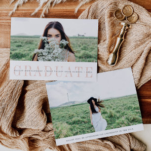 Anúncio Sheer Stripe Two Photo Graduation Announcement