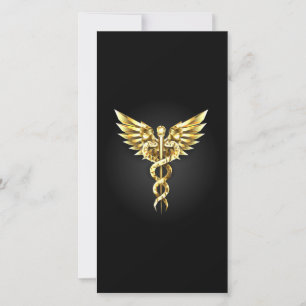 Anúncio Símbolo Caduceu Poligonal Dourado
