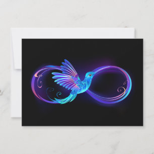 Anúncio Símbolo de Infinito Neon com Beija-flor Brilhante
